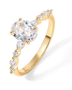 PAVOI 14K Yellow Gold Plated 1.25CT Oval CZ Halo Engagement Ring