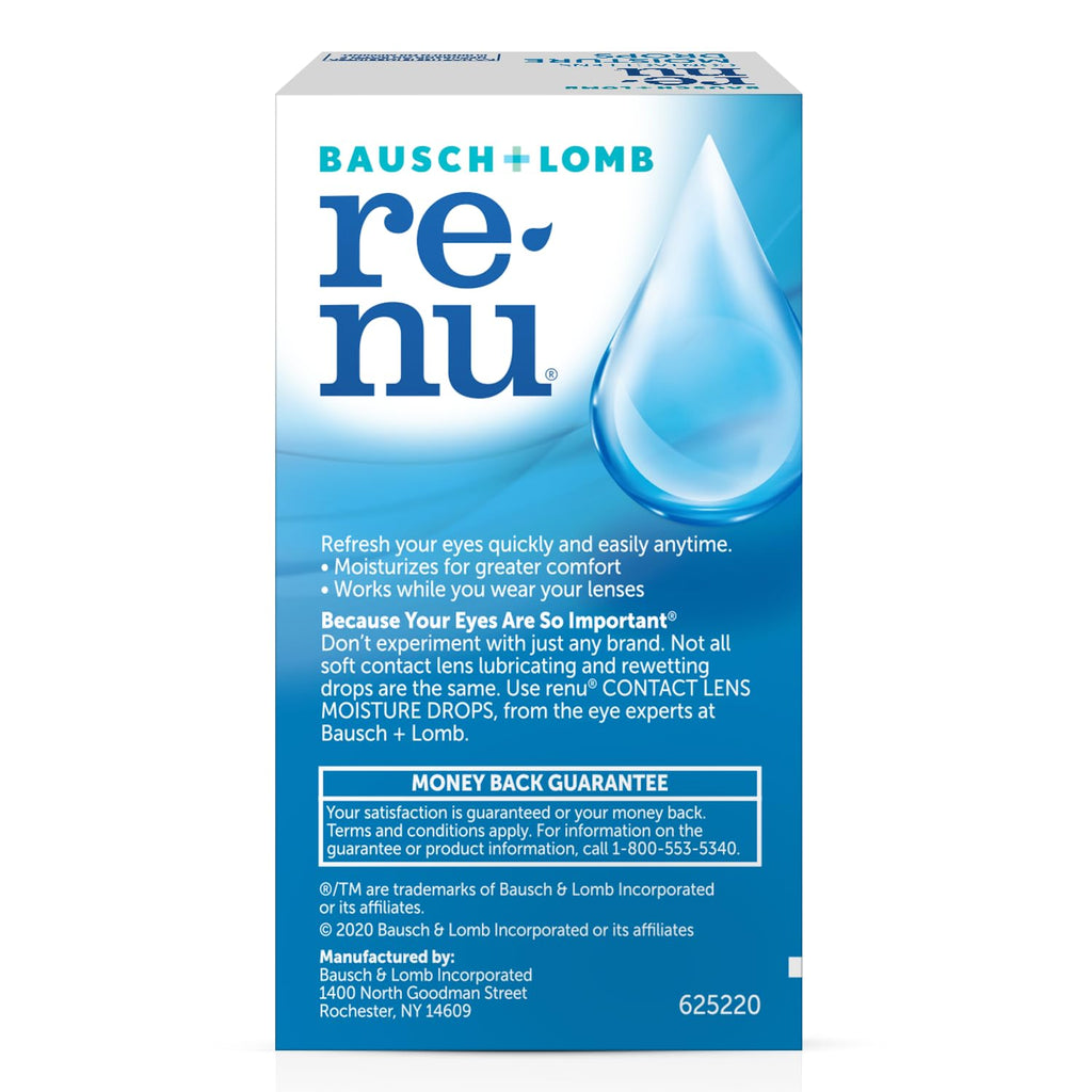 Eye Drops by Renu, for Redness Relief and Dry Eyes, Lubricating and Rewetting Drops, 8 mL, (Pack of 4)