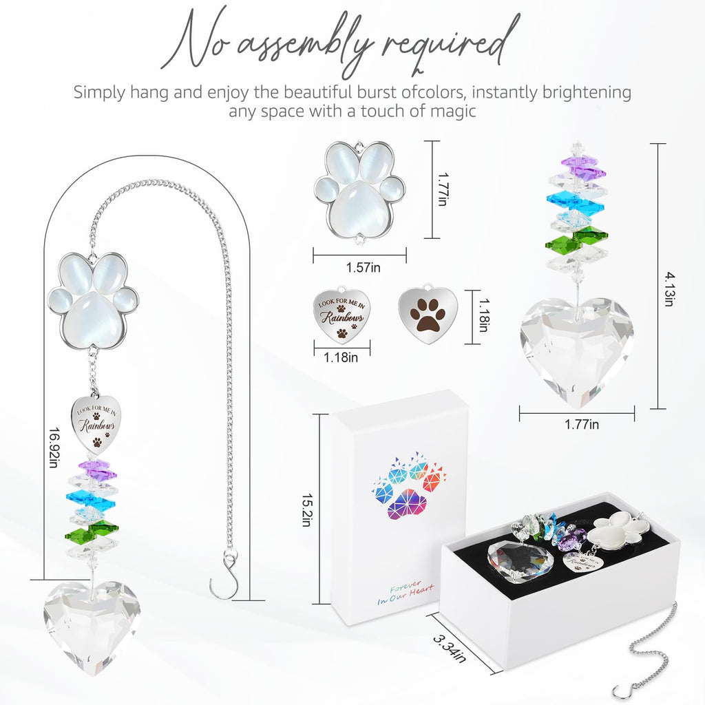 Pet Memorial Gifts for Loss of Dog or Cat, Paw Print Crystal Suncatcher