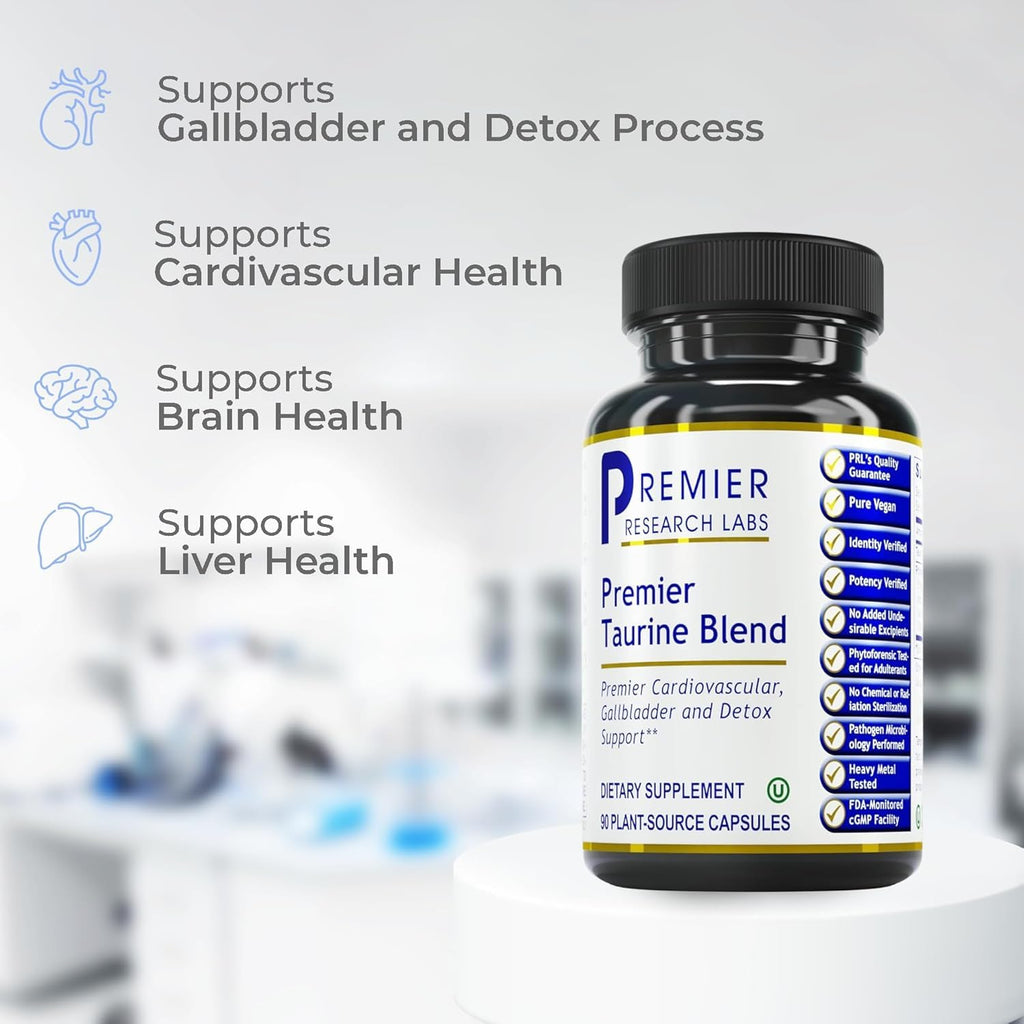 Premier Research Labs Taurine Blend - Amino Acid Supplement for Liver, Gallbladder, Brain & Heart Health, for Women & Men - 90 Vegetarian Capsules