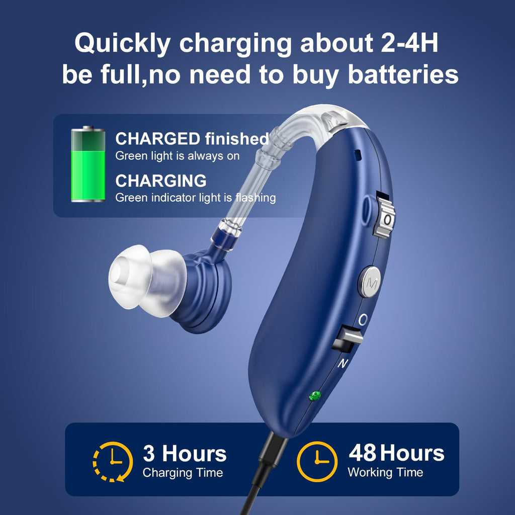 Rechargeable Hearing Aid for Seniors, LIGINN Hearing Amplifier Aids, Sound Amplifier Device with Noise Cancelling,Digital Ear for Hearing Loss Tinnitus,Invisible Ear with Volume Control