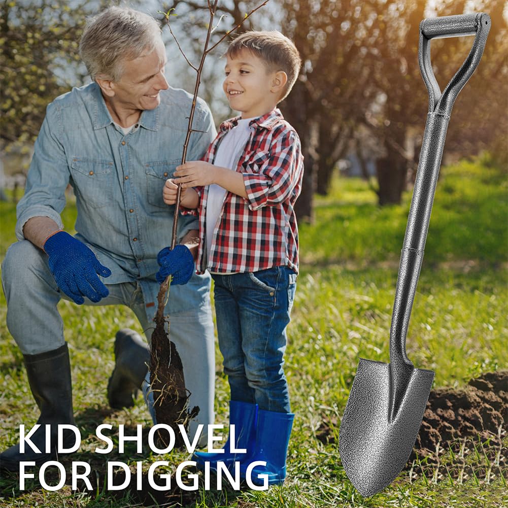 All Metal Shovels for Digging Gardening - 30in Small Shovel Spade with Short D Handle and Steel Blade - Perfect for Camping Planting Overlanding