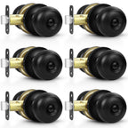 Estmoon 6 Pack Door Knobs, Matte Black Privacy Door Knob with Lock, Keyless Door Handle with Lock for Bedrooms/Bathrooms
