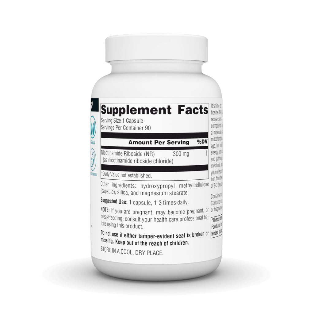 Source Naturals NR, Nicotinamide Riboside, Vegan Dietary Supplement for Mitochondria, Healthy Aging, Cells & Energy*, Premier Fuel for NAD+ Levels, 300 mg - 90 Vegan Capsules