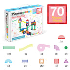 PicassoTiles 70pc Marble Run Magnetic Tiles STEM Set for Kids Ages 3 and Older Magnet Tile Marbles Maze Building Blocks Brain Development Toy Preschool Educational Learning Construction Playset PTG70