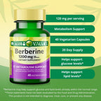 Berberine Herbal Supplement, 1200 mg, 40 Vegetarian Capsules, Pack 1