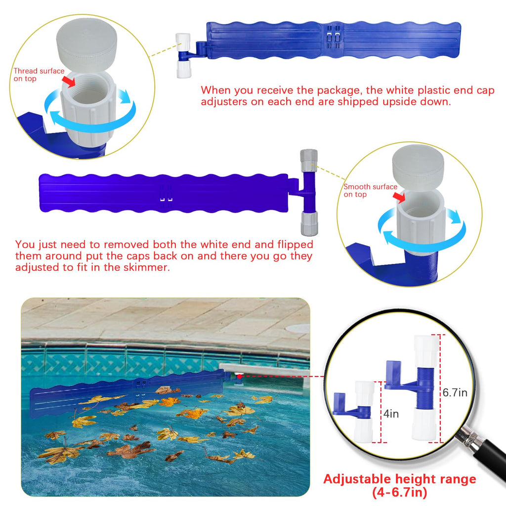 Kardeep Pool Skimmer Arm, Skimmer Guard, Pool Skimmer, Pool Debris Skimmer Catcher, Hands Free Pool Skim-It Fits Most Skimmer Systems on In-ground Pools Outfall Within 4’ to 6.7’ - Blue (Blue)
