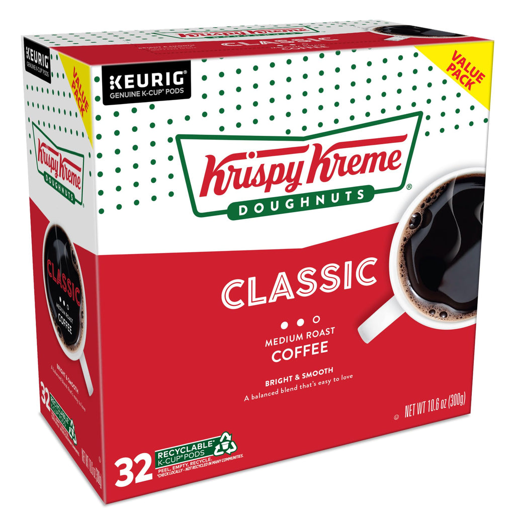 Krispy Kreme Classic, Single-Serve Keurig K-Cup Pods, Medium Roast Coffee, 32 Count