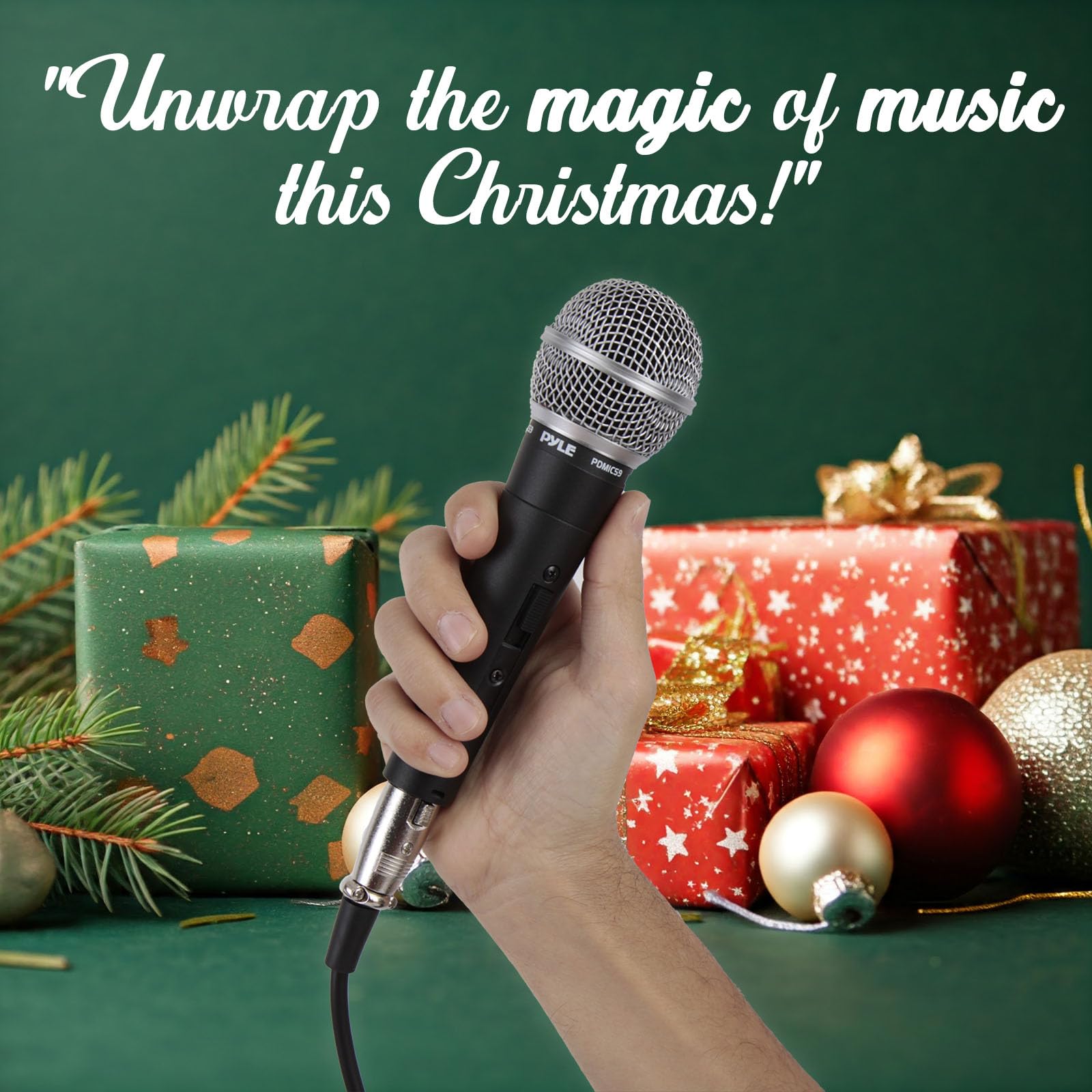 Pyle Microphone - Professional Dynamic Vocal Microphones, with ON/OFF Switch, Dynamic Cardioid, Handheld Mic for Singing, w/ 4.5 m – XLR Audio Cable, Compatible for Karaoke-Speaker-Speech-Amp-Mixer