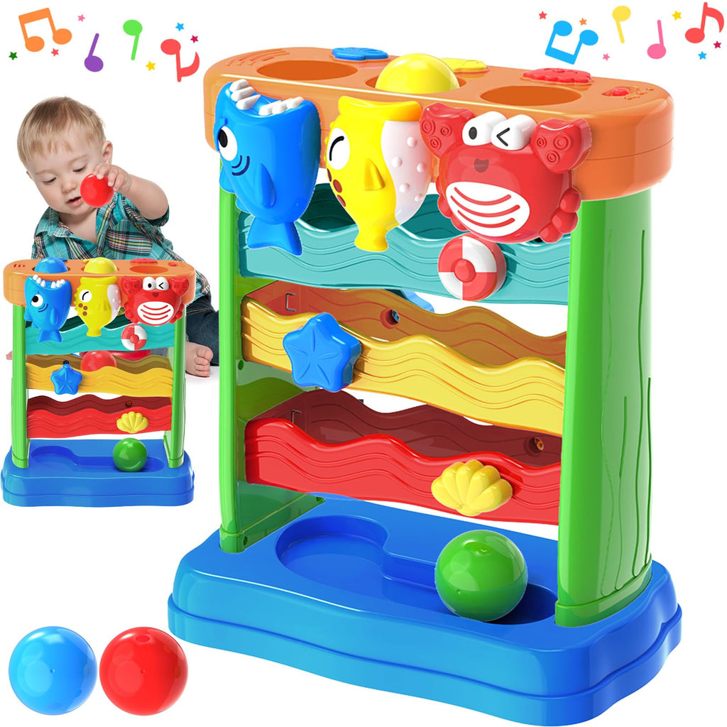 Toys for 1 2 3 Years Old, Interactive Feeding Toy with Music, Montessori Toys for Boy Girl, Musical Cause and Effect Game for 12+ Months, Christmas Birthday Gifts for Baby Toddlers Age 1-3