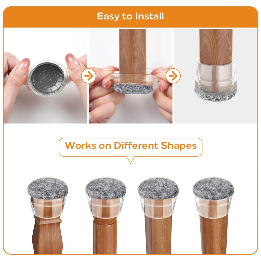 Meldel 24 PCS Silicone Chair Leg Floor Protectors Extra Small(0.6"-0.8") Rubber Felt Furniture Pads Chair Legs Caps/Covers for Hardwood Floors, Tile from Scratches & Reduce Noise - Round, Grey