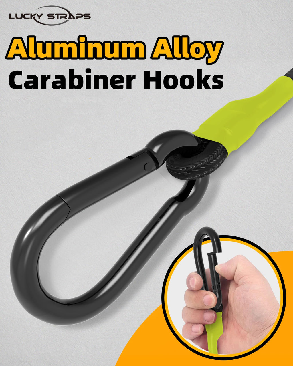 8 Pcs 36 Inch Carabiner Bungee Cord with Aluminum Alloy Hooks, Black Bungee Straps with Superior Elasticity & Excellent UV Protection for Luggage Rack, Cargo, Hand Carts, Bike, Camping, Outdoor