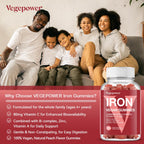 Iron Gummies Supplements for Women & Kids - Multivitamin with Iron for Blood Oxygen, Great Tasting Gummy Vitamins with Vitamin C for Max Absorption - Vegan Chewable, Peach Flavor(3 Packs)