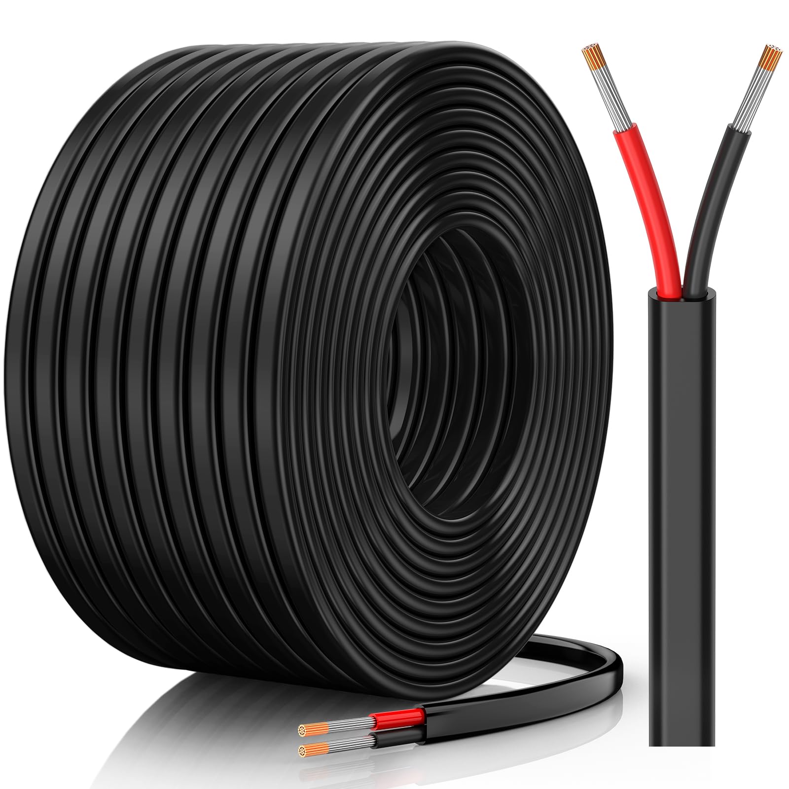 CONEPY 16 Gauge Wire, 16 AWG 2 Conductor Electrical Wire, Flexible/Oxygen-Free Tinned Copper/Stranded PVC 16/2 Cord for Automotive, Marine, LED Strips, Solar, RV, Lighting (50FT)
