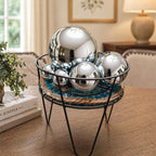 Gazing Ball Garden Mirror Outdoor, Outside Decorative Globe Silver 5Pcs Mix