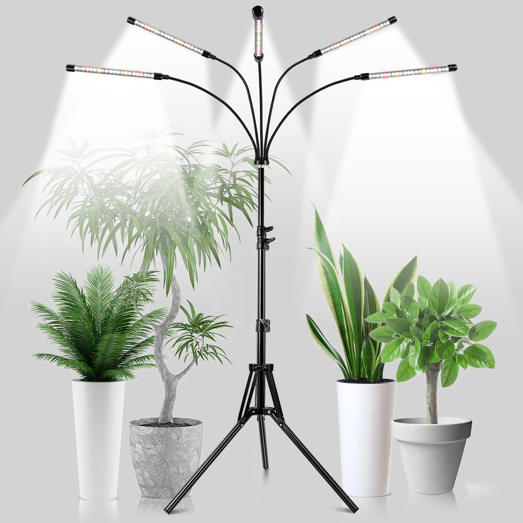 Garpsen Grow Lights for Indoor Plants, 5 Heads Grow Light with Tripod Stand