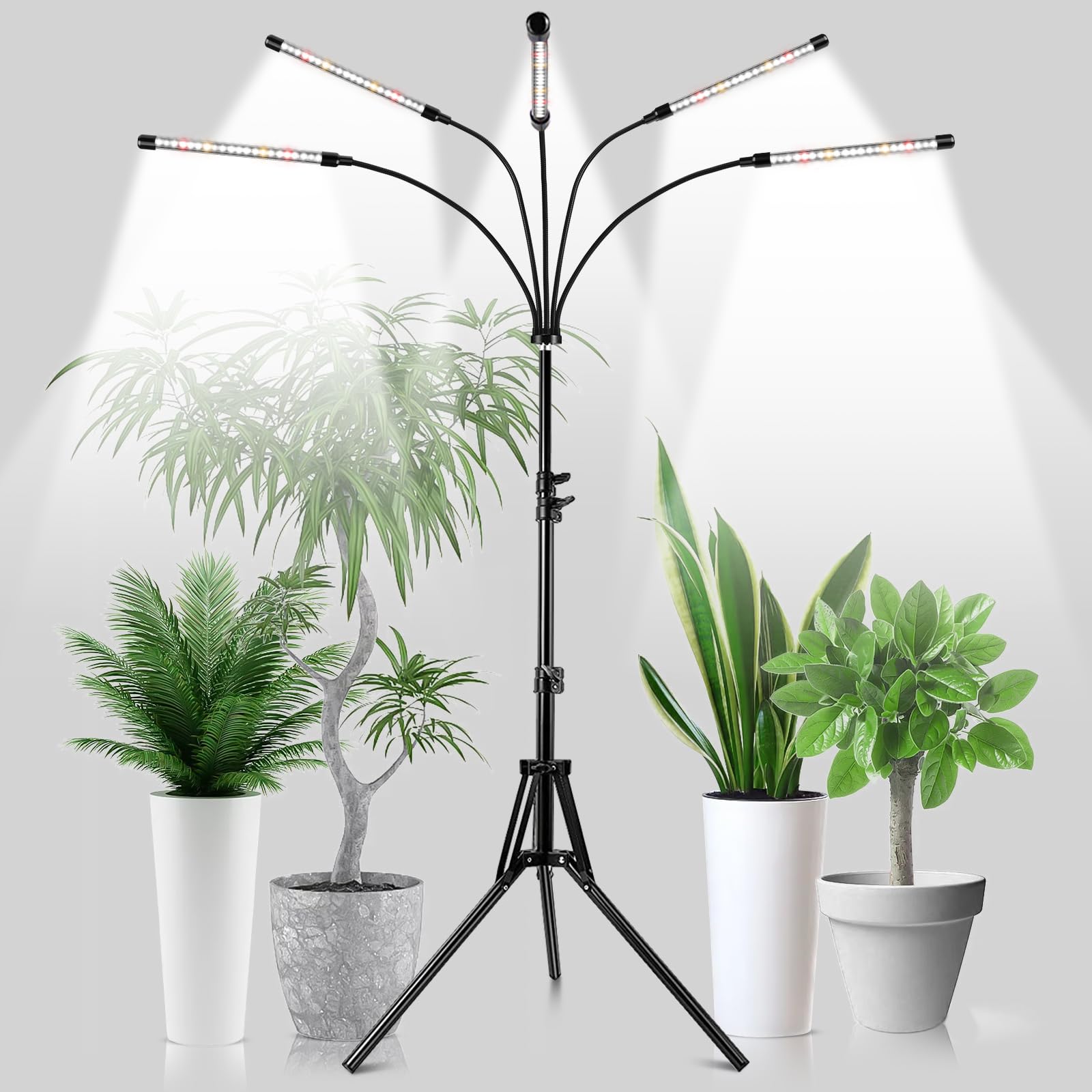 Garpsen Grow Lights for Indoor Plants, 5 Heads Grow Light with Tripod Stand