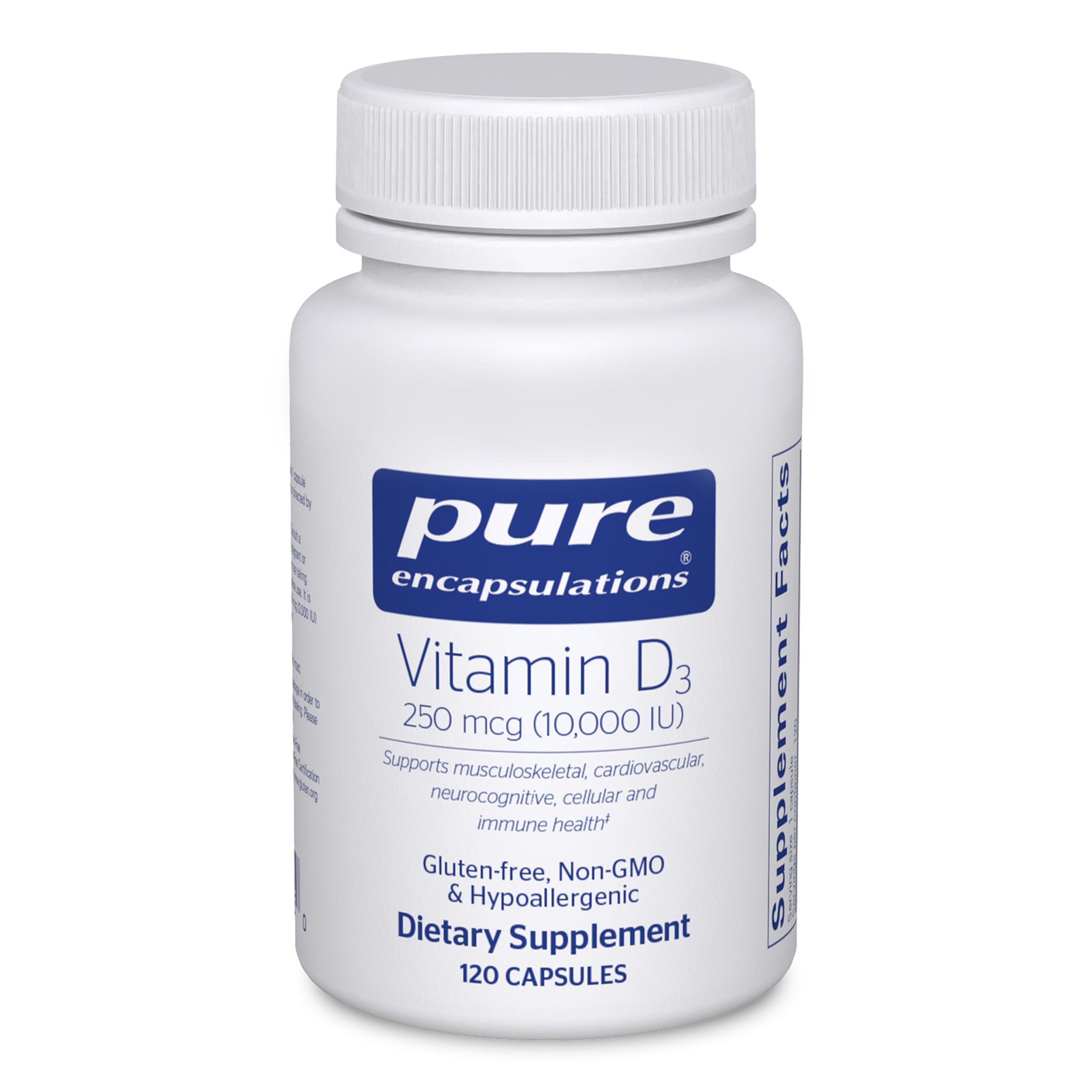 Pure Encapsulations Vitamin D3 250 mcg (10,000 IU) - Supplement to Support Bone, Joint, Breast, Heart, Colon & Immune Health - with Premium Vitamin D - 120 Capsules