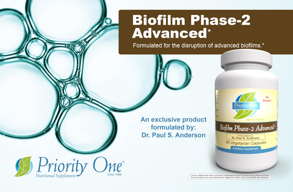 Priority One Vitamins Biofilm Phase-2 Advanced 60 Vegetarian Capsules Exclusively formulated by: Dr. Paul S. Anderson - Disruption of Advanced biofilms*