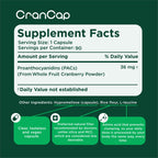 CranCap Cranberry Pills for Urinary Tract Health - 90 Count, 36mg of Potent PACs - Cranberry Extract Helps Cleanse & Protect The Urinary Tract from A UTI - Non-GMO, Vegan and Gluten-Free
