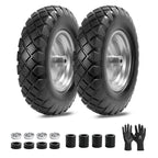 LTNICER 4.80/4.00-8" Flat-Free Tire and Wheel, 16" Solid Wheelbarrow Tires with 5/8" or 3/4" Bearings, 3-7" Centered Hub Universal Fit for Wheelbarrows/Garden Trailer/Wagons