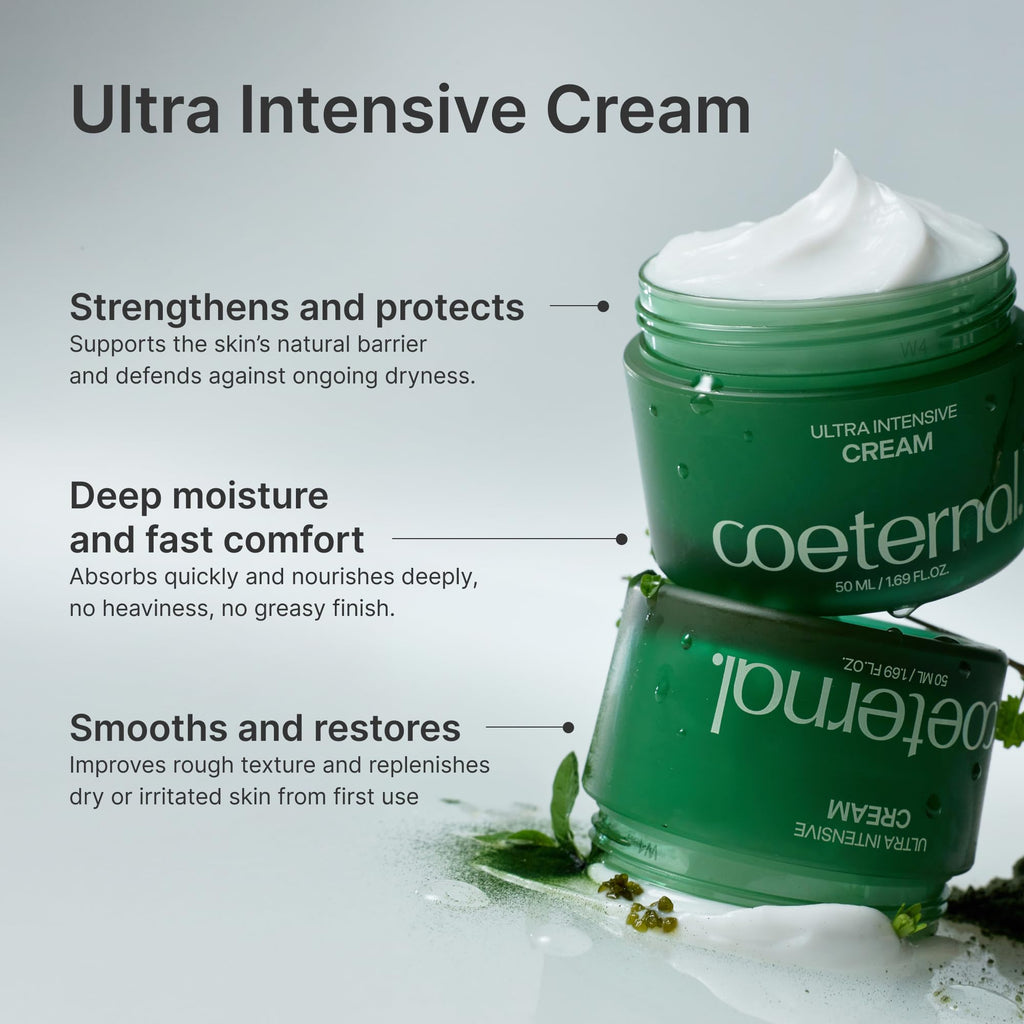 coeternal Ultra Intensive Cream, Hydrating Korean Face Moisturizer with Niacinamide, Arginine & Algae11 Extracts, Non-greasy Barrier Cream for Dry, Oily or Sensitive Skin, 50ml / 1.69 fl.oz.