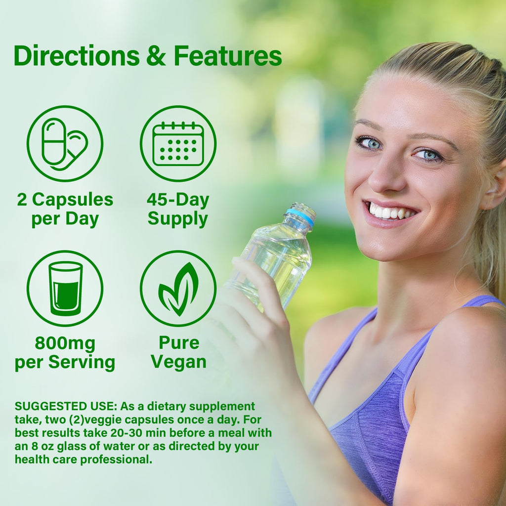 Bcuelov Moringa Capsules | 800mg Pure Moringa Powder Capsules – Supports Energy, Skin & Gut Health, Immune System – Green Superfood with Vitamins & Amino Acids (90 Caps)