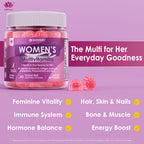 Womens Multivitamin Gummy, Methylated Multivitamin for Women, Biotin, Methylfolate, Iron, Collagen, Vitamins A C D, B Complex, Antioxidants for Women's Daily Support, Beauty, Immune, No Sugar, 60 Cts