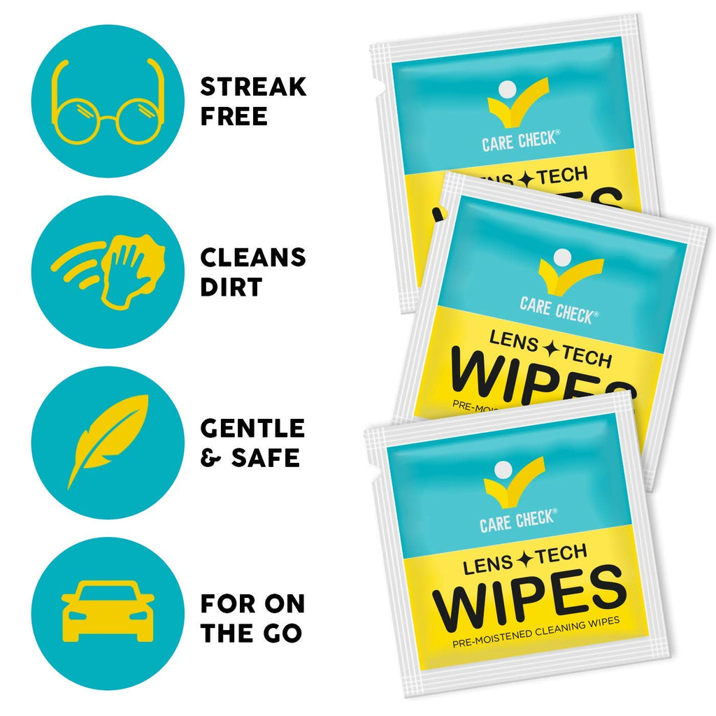 Care Check Lens Wipes, 300 Pre-Moistened Cleaning Wipes for Cameras, Laptops, Cell Phones, Eyeglasses, Other Screens and More