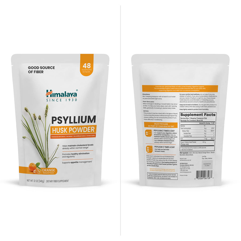 Himalaya Organic Psyllium Husk Powder, Daily Dietary Fiber Supplement, Regularity, Appetite Management, USDA Certified Organic, Non-GMO, No Artificial Colors, Unflavored, 56-Teaspoon Supply, 12 Oz