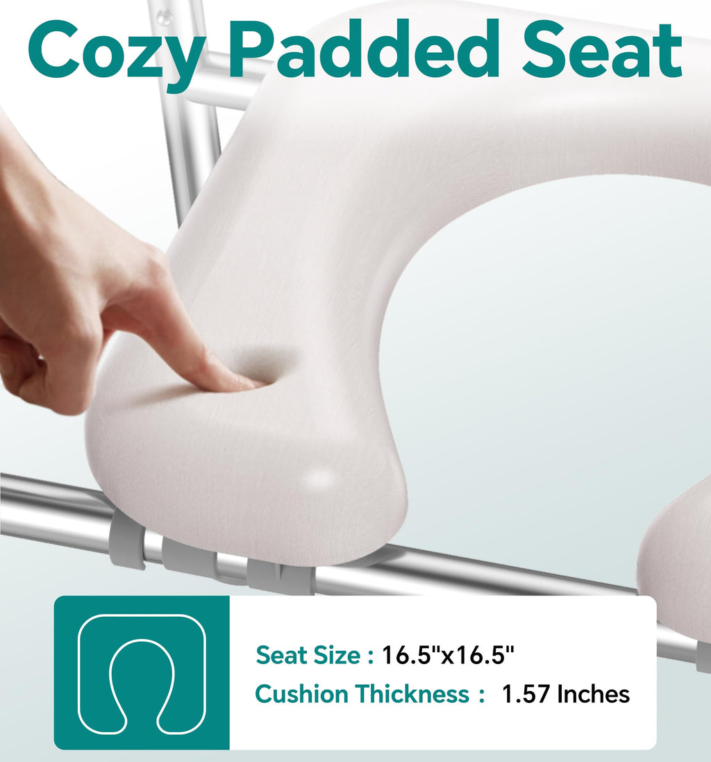 Soundfuse Toilet Seat Risers for Seniors, Raised Toilet Seat with Handles, Adjustable Height & Width, Cozy Padded 400lb Elevated Toilet Seat, Fit Any Toilet