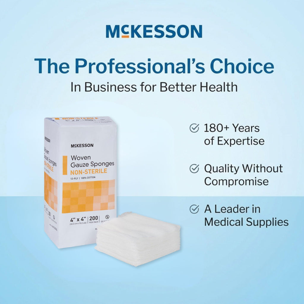 McKesson Non-Sterile Woven Gauze Pads, 4 x 4 in, 2000 ct