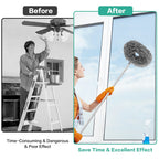 Ceiling Fan Cleaner Duster Reusable Microfiber Ceiling Fan Blade Cleaner Removable Duster with Extension Pole Adjusts 13 to 49.7 Inch for Cleaning Walls Bookshelves Furniture Door Window Top (Gray)