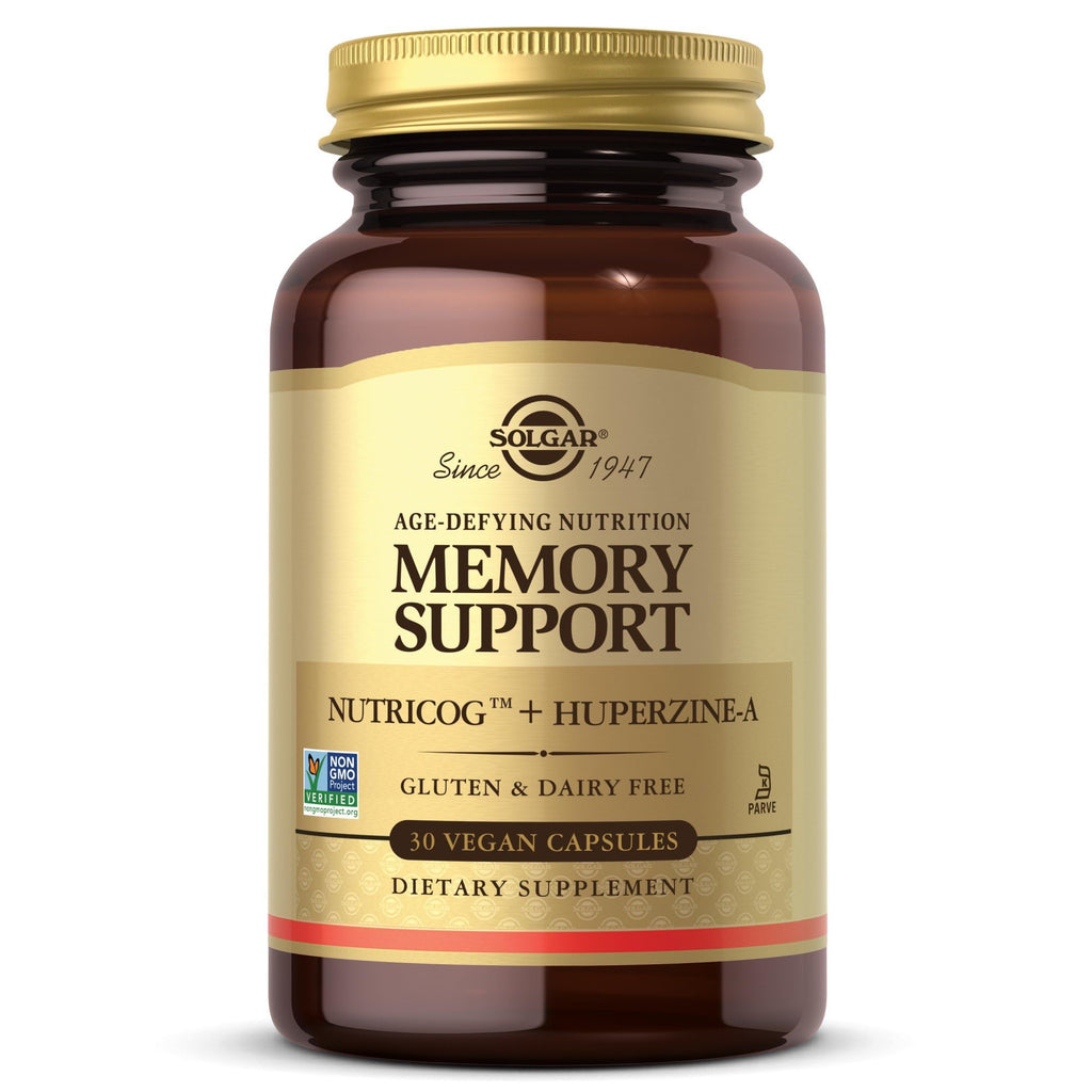 Solgar Memory Support Brain Dietary Supplement for Memory and Focus, Clinically Studied Nutricog, Vitamin D & Huperzine-A, Nootropic Brain Health Supplement, Healthy Aging Support, 30 Servings
