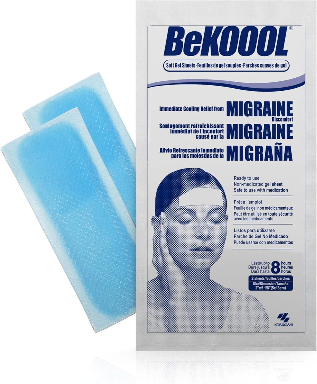 BeKOOOL Migraine Gel Sheets - 4 Count - Pack of 2