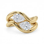 Coolkin 14K Gold/Silver Plated Stackable Engagement Rings Set for Women Trendy Wave Design Cubic Zirconia CZ Wedding Bands Promise Rings for Women Size 6-10 (Gold-4, 7)
