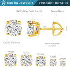 MDFUN Screw Back Stud Earrings for Women Men, 5 Pairs 3-7MM