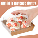 Hiceeden 100 Pack Charcuterie Boxes with Clear Lids, 5.4"×5"×2.5" Paper Bakery Dessert Sandwich Box, Disposable Square Food Containers for Cookies, Donuts, Muffins, Salad, and Pastry, Brown