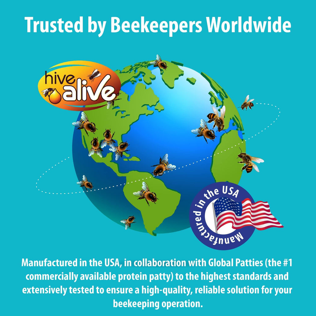 Pollen Patties for Honey Bees - 2lb (2x1lb) Bee Food with 15% Real USA Pollen, Full Dose of Hive Alive Concentrate, Seaweed Micronutrients, and Amino Acids - HiveAlive Feeding Program