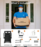 VOCIC Movable Electric Chair Lift with 4 Wheels, Portable Rolling Chair Lift with T-Stabilized Base, Short-Distance Transport, Help Stand from Floor for Seniors, Supports 350 LBS, AX35