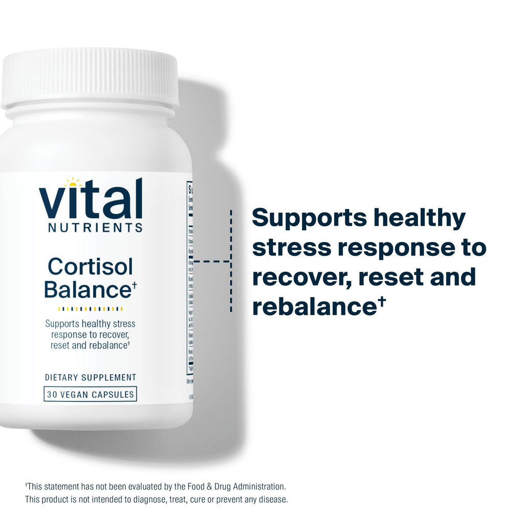 Vital Nutrients Cortisol Balance | Vegan Adrenal Support Supplements | Cortisol Manager Supports Energy & Stress Levels | Ashwagandha & Magnesium for Relaxation | Gluten, Dairy, Soy Free | 30 Capsules