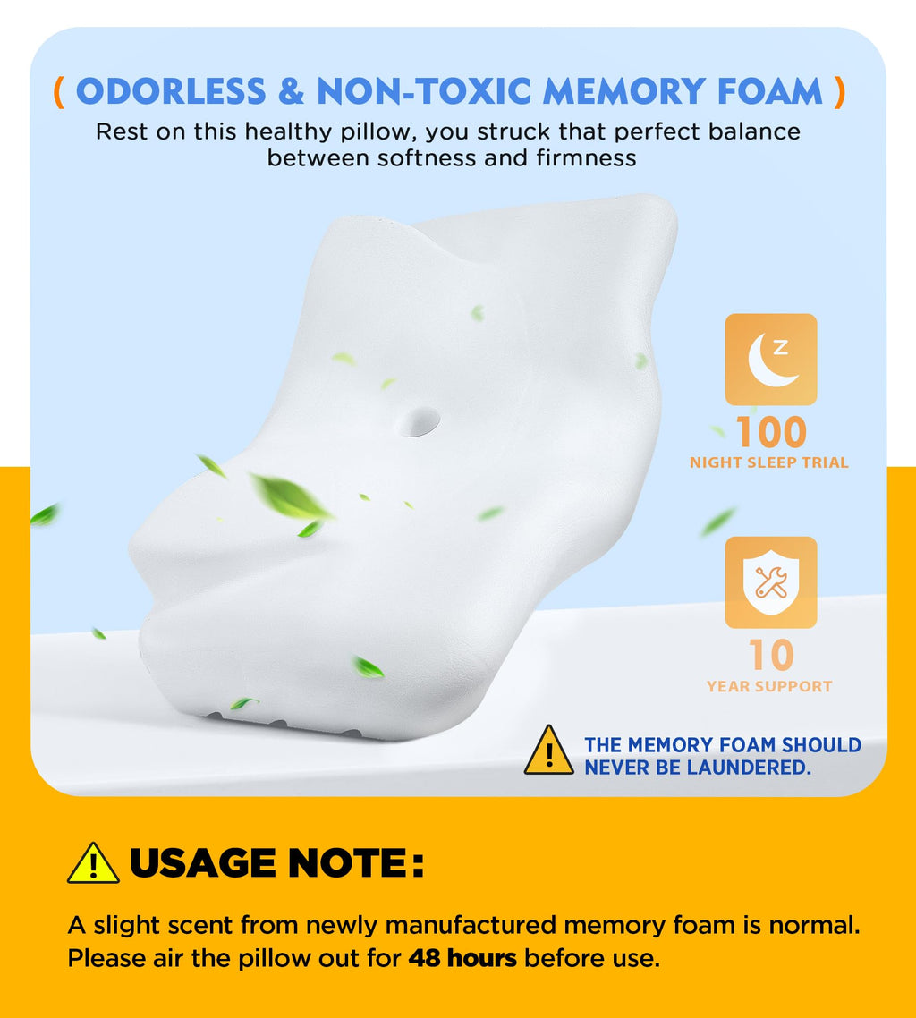 Osteo Cervical Pillow for Neck Pain Relief, Hollow Design Odorless Memory Foam Pillows with Cooling Case, Adjustable Orthopedic Bed Pillow for Sleeping, Support for Side Back Sleepers