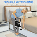 KingPavonini Bed Rails for Elderly Adults Safety - Adjustable Bed Cane with Non-Slip Ergonomic Handle and Storage Pocket, Bed Railings for Seniors Hold up to 350 Lbs, Tool-Free Installation