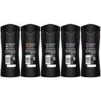 AXE Men's 3-in-1 Face, Body Wash & Shampoo Variety 5-Pack (Apollo, Dark Temptation, Black, Excite, Phoenix) 12 Hour Invigorating Scents, 16 Fl Oz Each