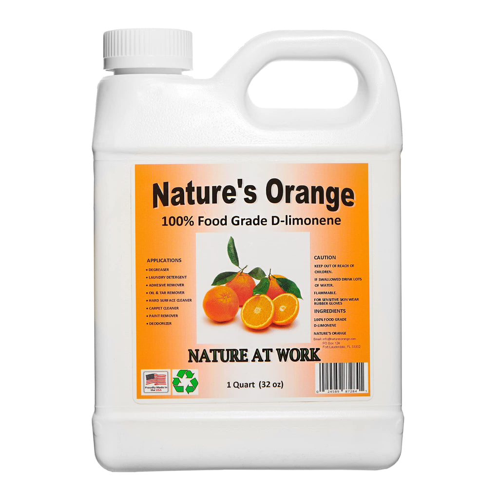 Nature's Orange 100% Pure Food Grade D-Limonene (Orange Oil Limonene Extract. Citrus Cleaner, Degreaser, and Deodorizer) 32 Fl. oz