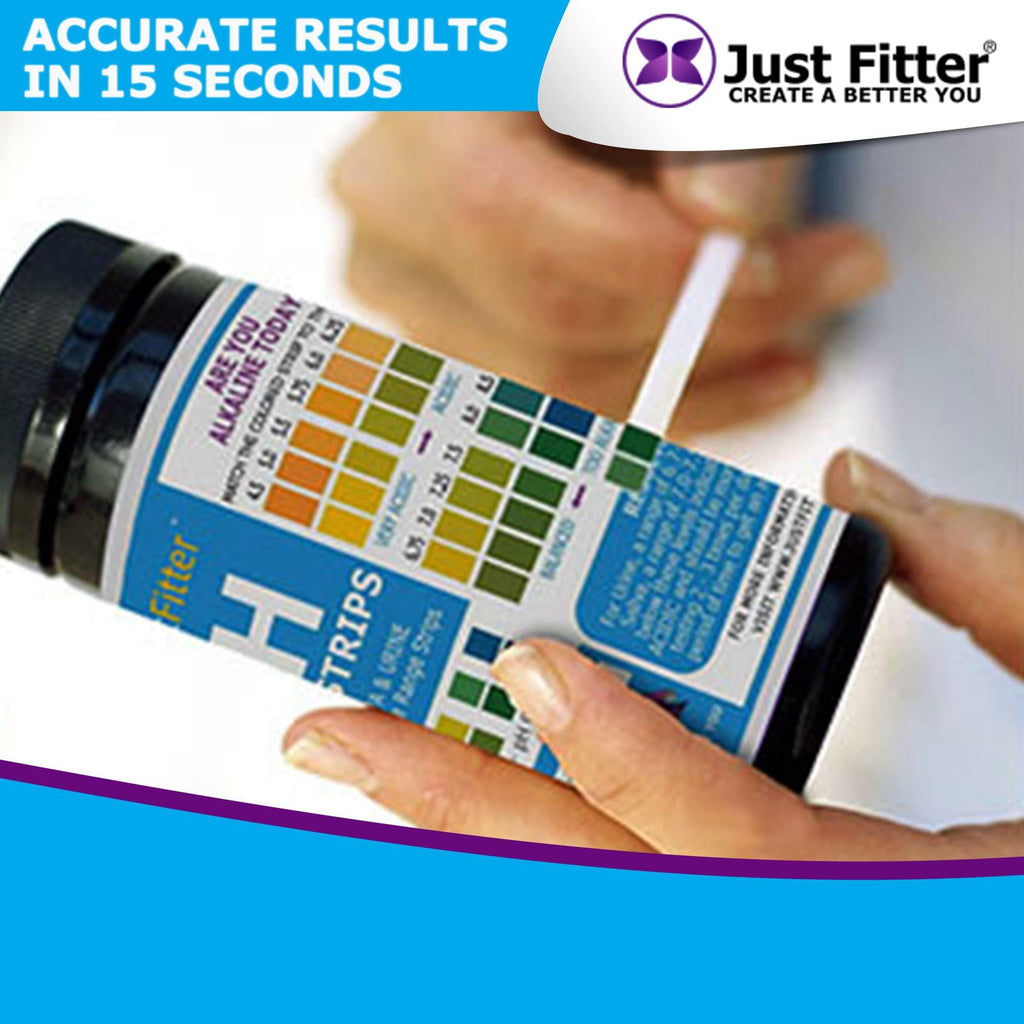 Just Fitter pH Test Strips for Testing Alkaline and Acid Levels in the Body. Track & Monitor Your pH Level Using Saliva and Urine. Get Highly Accurate Results in Seconds.