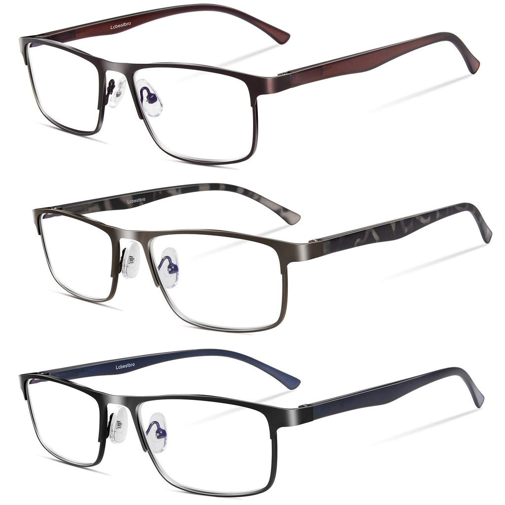 Lcbestbro 3 Pack Business Blue light Blocking Reading Glasses for Men, 0.5 Metal Readers