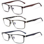 Lcbestbro 3 Pack Business Blue light Blocking Reading Glasses for Men, 0.5 Metal Readers