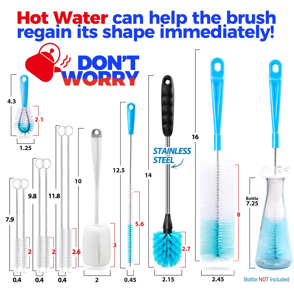 Holikme Bottle Brush Tube Cleaning Lab Set with Long Handle,White