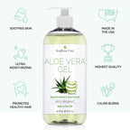 KinRose Care, 16oz Organic Aloe Vera Gel for Face, Skin, Hair & Sunburn Relief - From 100 Percent Pure Aloe Vera - Cold Pressed, Vegan, Unscented - Made in USA.